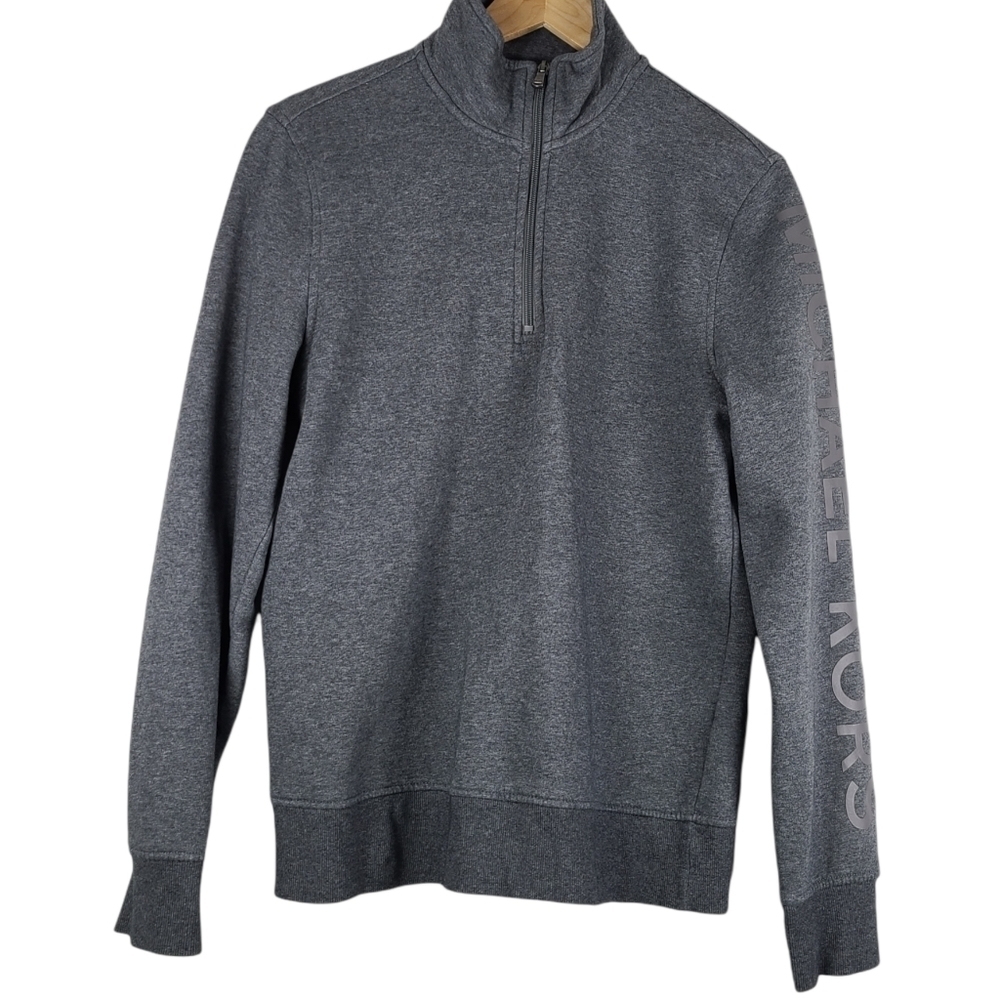 Michael Kors 1/4 Zip Grey‎ Pullover Jacket Sweatshirt Size Medium